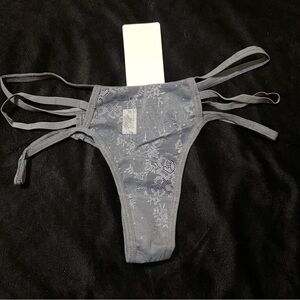 Elegant Gray Lace Thong